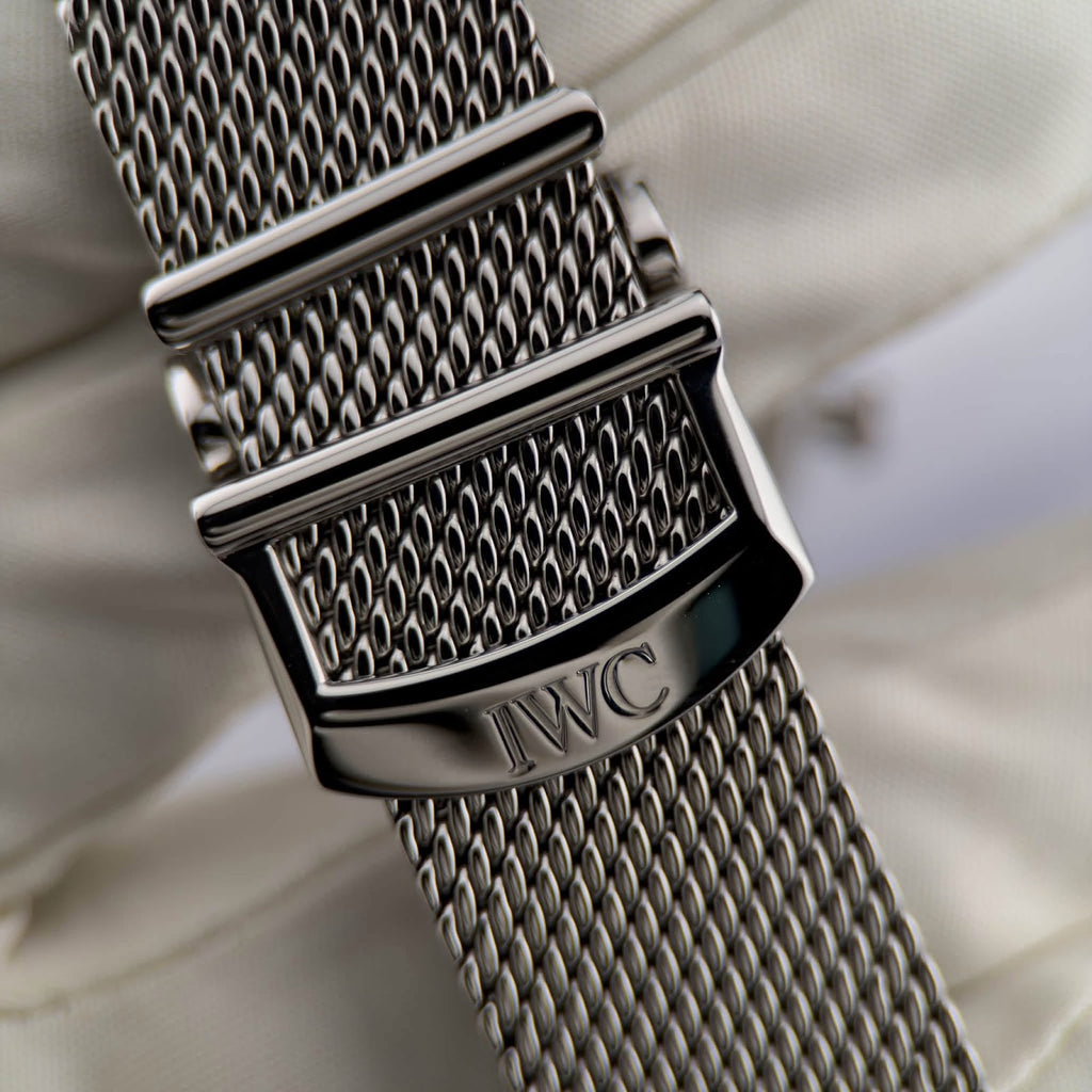 IWC signed clasp on the Milanese mesh bracelet