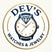 A circular logo for 'DEV'S WATCHES & JEWELRY' featuring a navy blue watch with a gold bezel and a gold diamond icon on the dial, set against a light cream background.